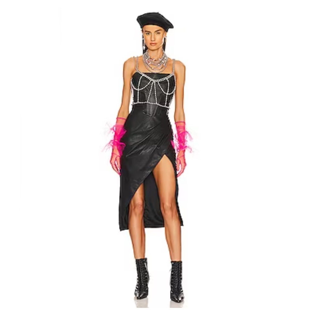 NBD Aya Leather Midi Dress in Black Size M